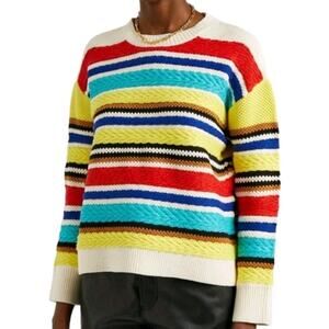 Alice + Olivia Sweater Zelda Chunky Knit Multicolor Stripe Pullover Sz S (H